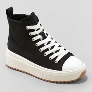 NIB Blakely High Top Lace-Up Zipper Sneakers - Art Class Black - Side Zip